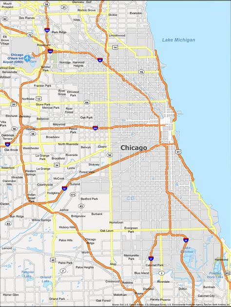 MAP Map Of Chicago Illinois Area